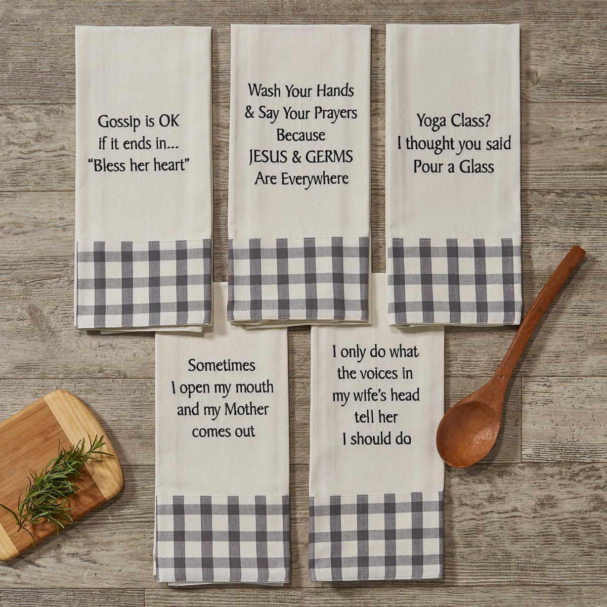 Jesus And Germs Embroidered Dishtowel - Set of 2 Park Designs - The Fox Decor