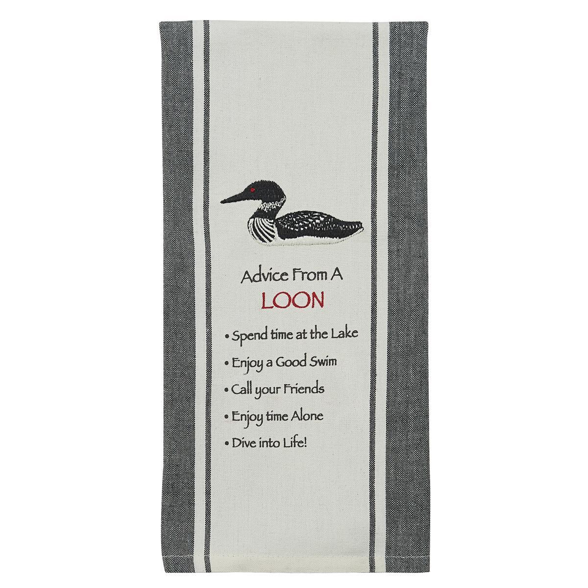 Advice From A Loon Printed Embroidered Dishtowel - Park Designs - The Fox Decor