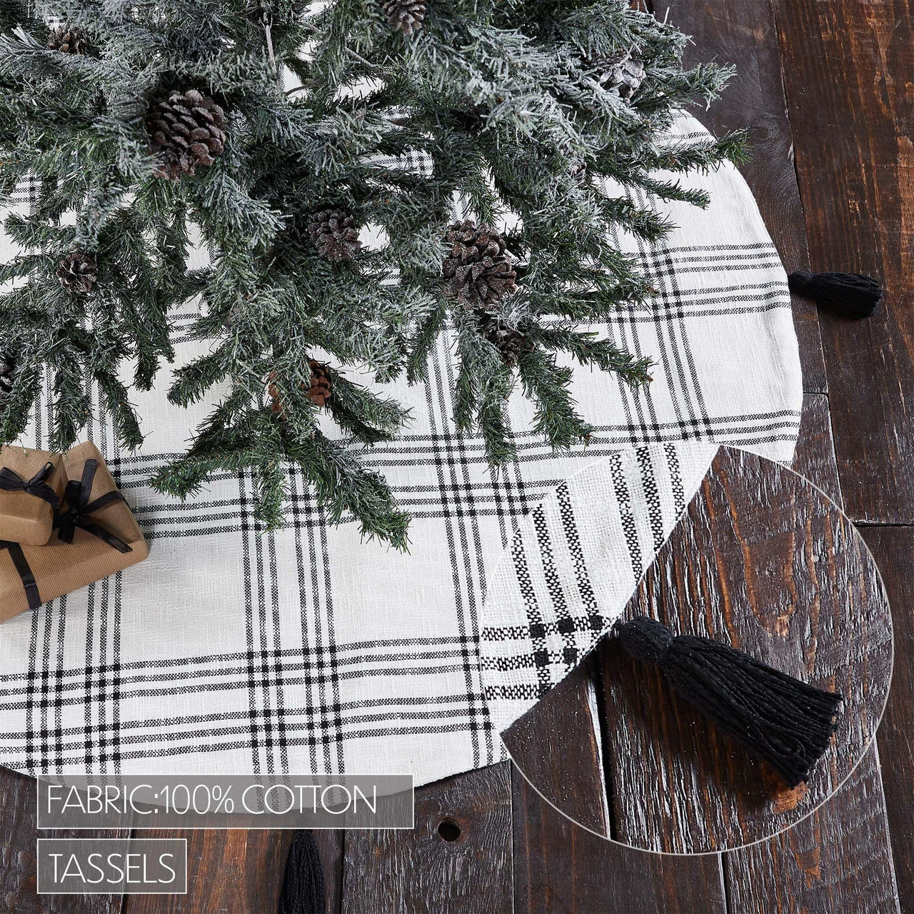 Black Plaid Tree Skirt 55 - The Fox Decor