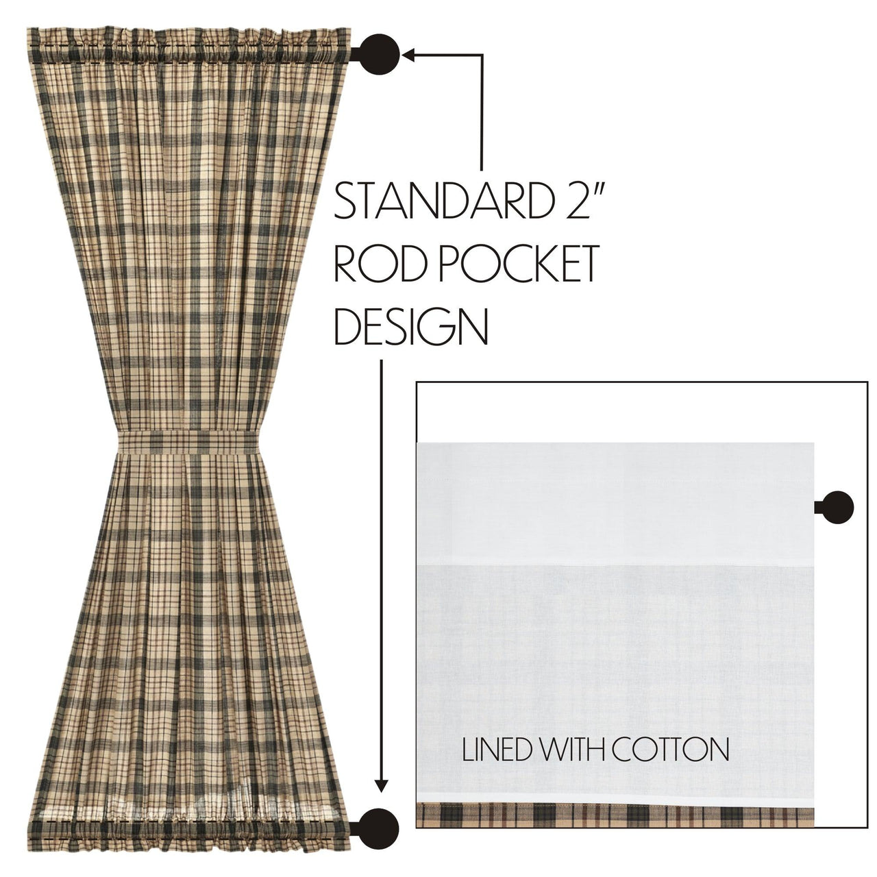Cider Mill Plaid Door Panel Curtain 72x40 VHC Brands - The Fox Decor