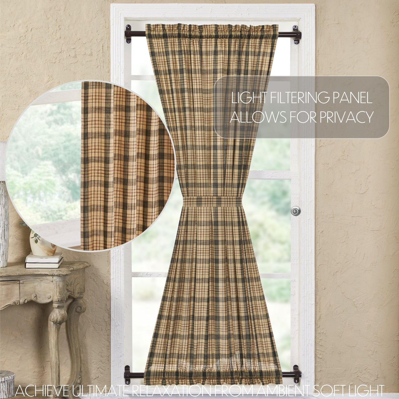 Cider Mill Plaid Door Panel Curtain 72x40 VHC Brands - The Fox Decor
