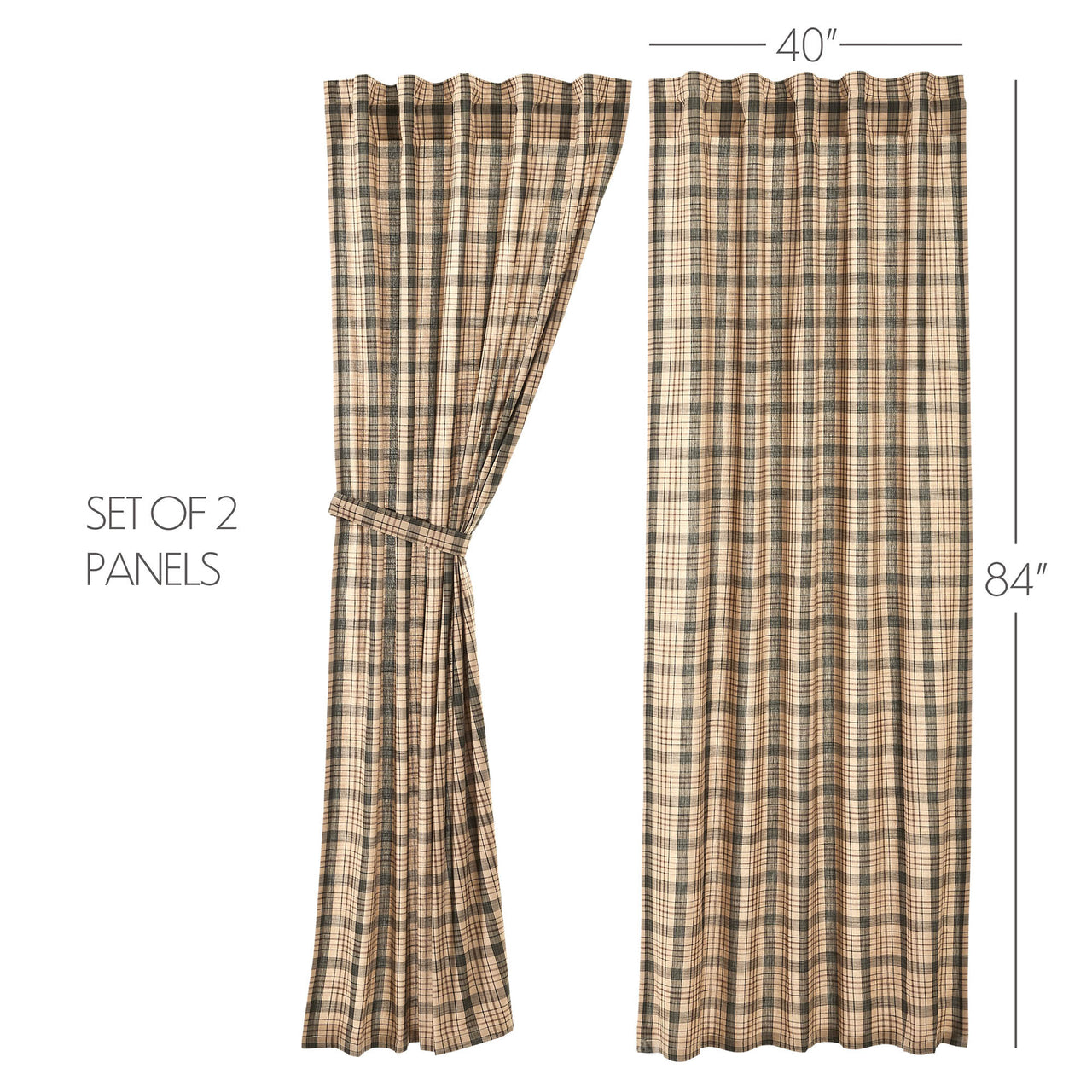 Cider Mill Plaid Panel Curtain Set of 2 84x40 VHC Brands
