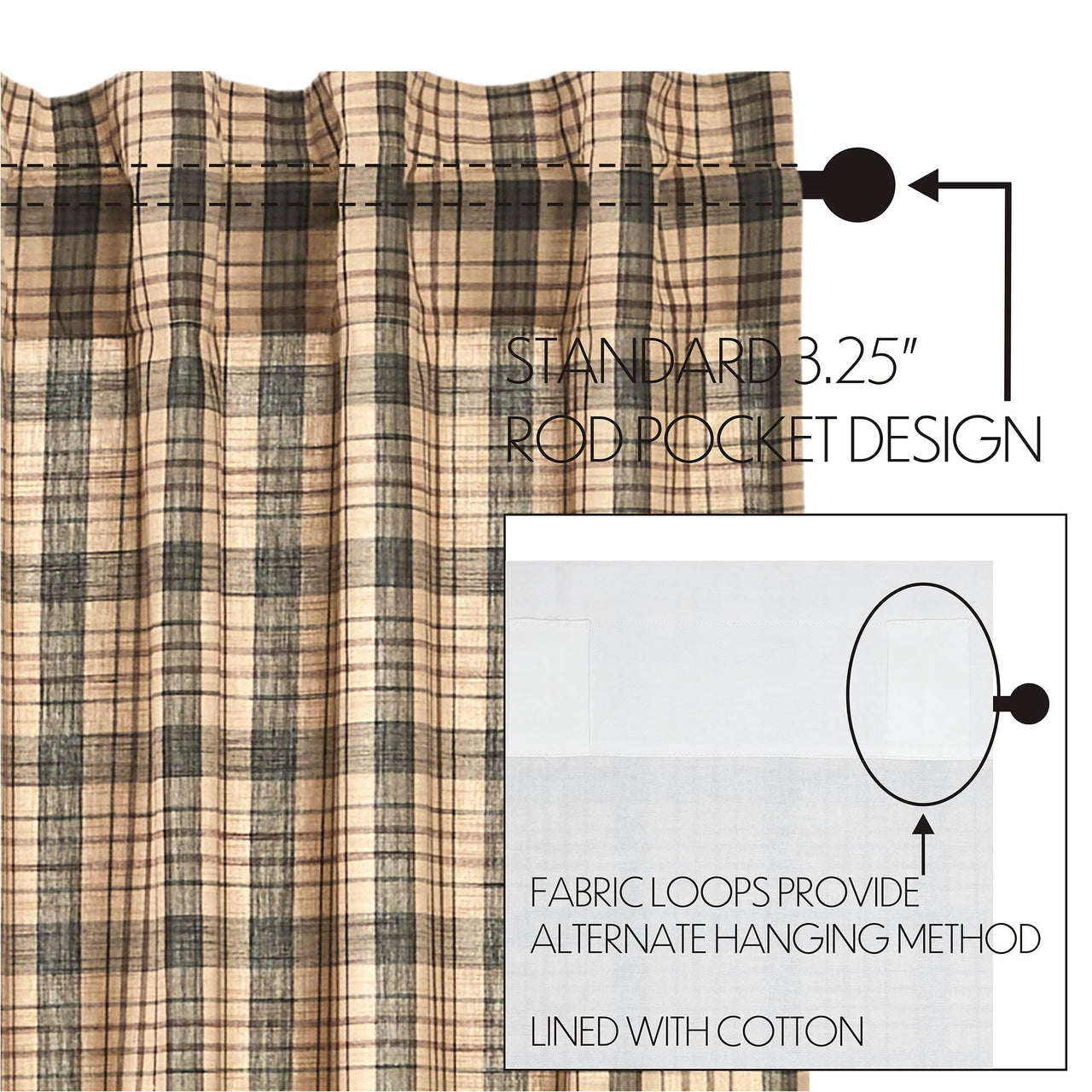 Cider Mill Plaid Panel Curtain Set of 2 84x40 VHC Brands