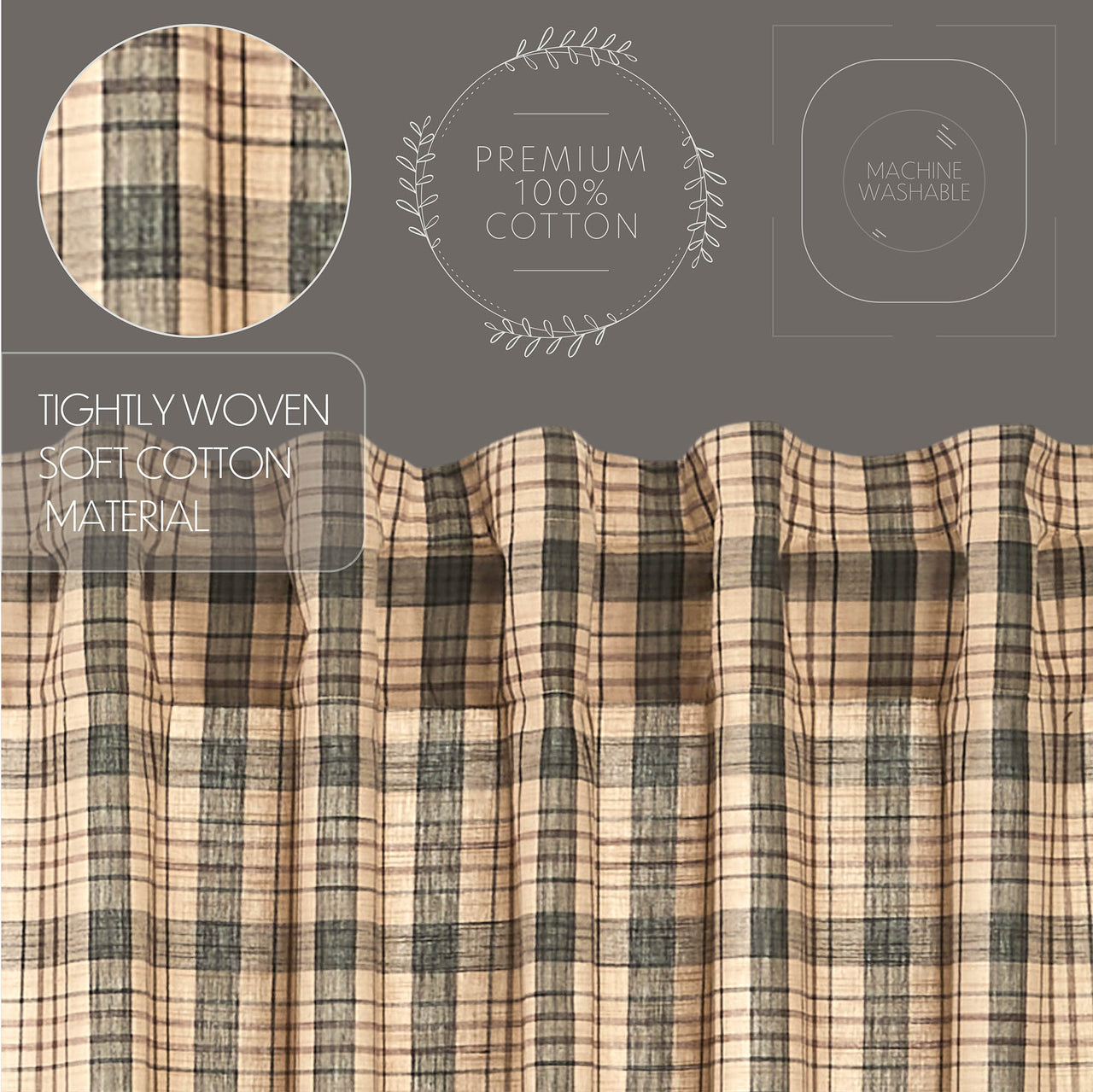 Cider Mill Plaid Panel Curtain Set of 2 84x40 VHC Brands