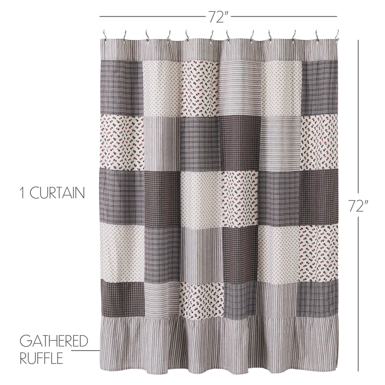 Florette Patchwork Shower Curtain 72x72" VHC Brands