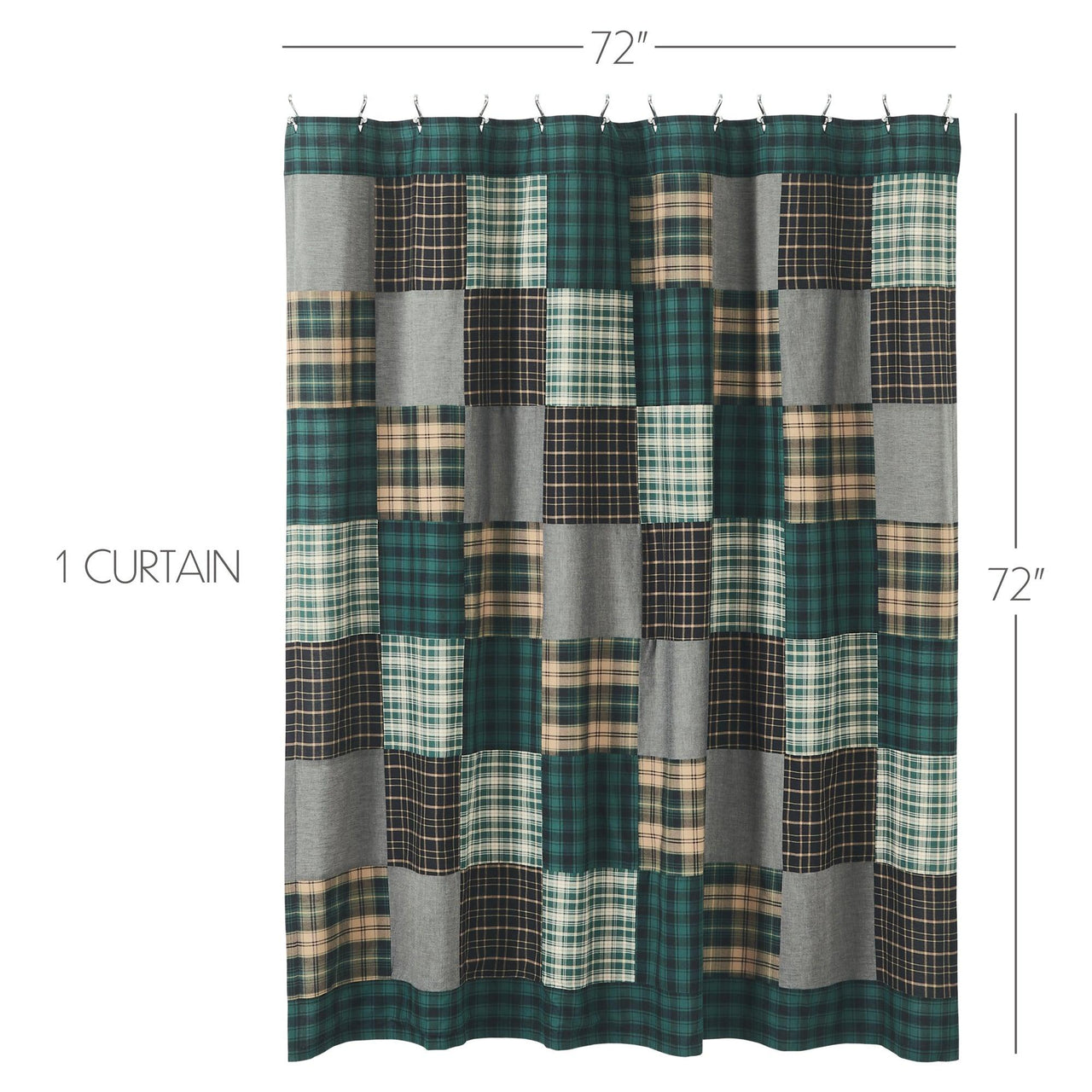 Pine Grove Patchwork Shower Curtain 72x72 VHC Brands