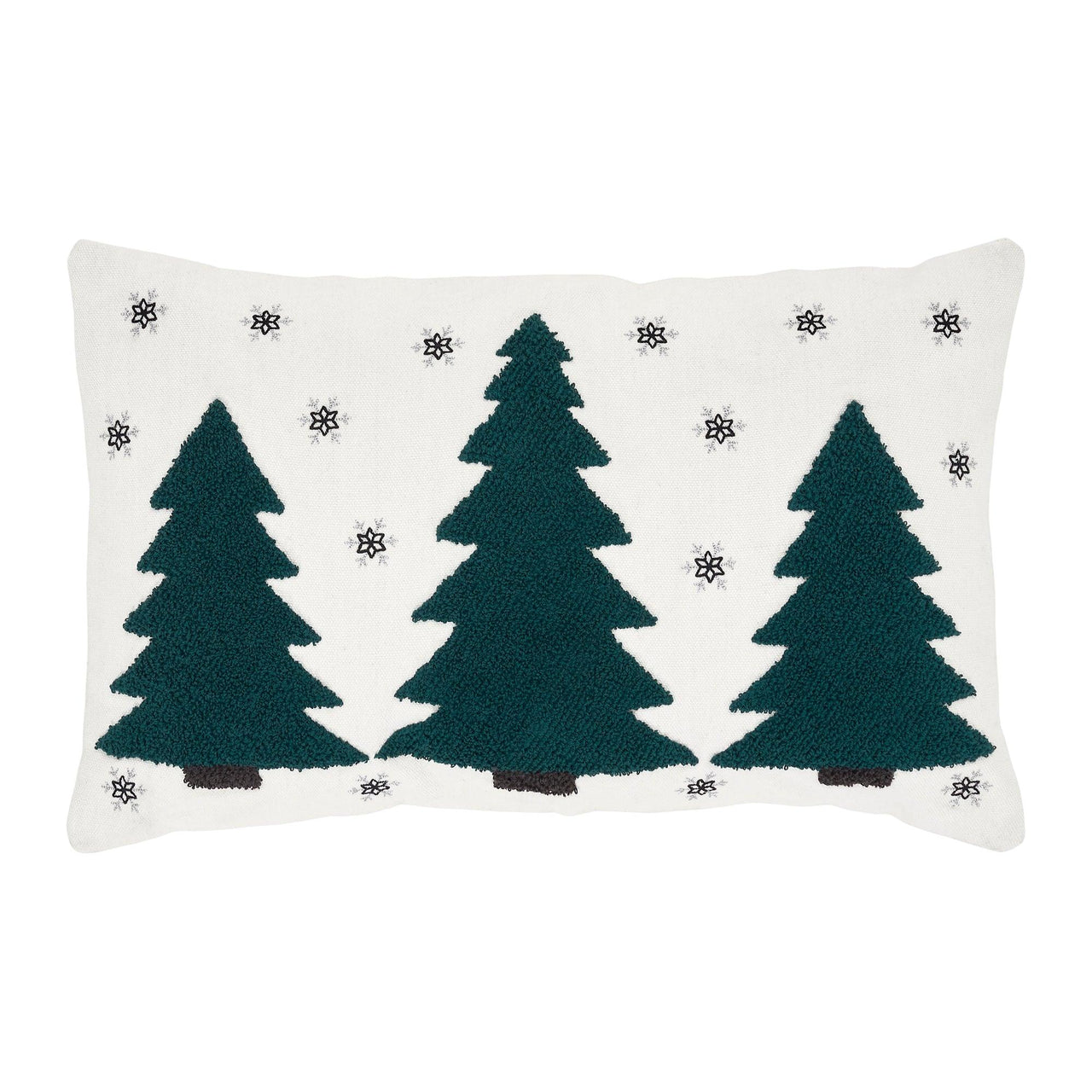 Pine Grove Plaid Embroidered Trees Pillow 14x22 - The Fox Decor