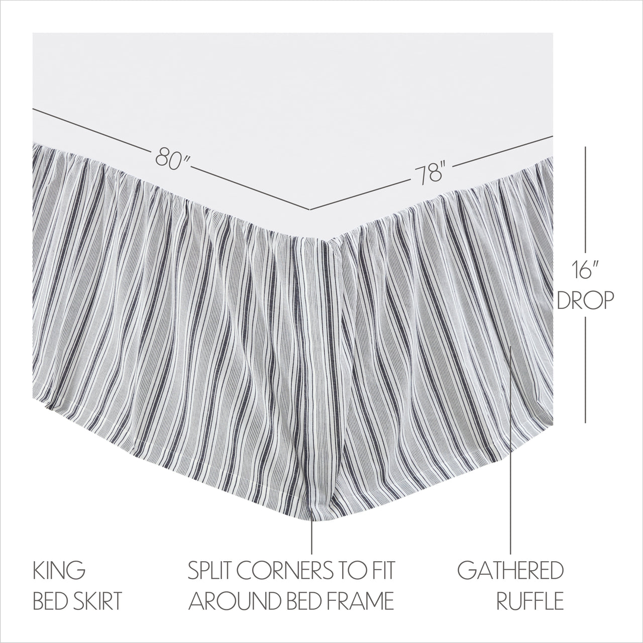 Sawyer Mill Black King Bed Skirt 78x80x16 VHC Brands