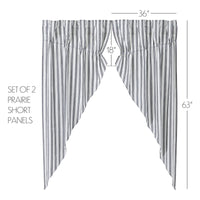 Thumbnail for Sawyer Mill Black Ticking Stripe Prairie Short Panel Set of 2 63x36x18 VHC Brands - The Fox Decor