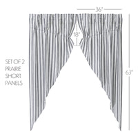 Thumbnail for Sawyer Mill Black Ticking Stripe Prairie Short Panel Set of 2 63x36x18 VHC Brands