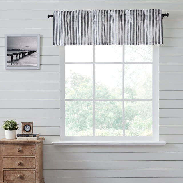 Sawyer Mill Black Ticking Stripe Valance Curtain 16x60 VHC Brands - The Fox Decor