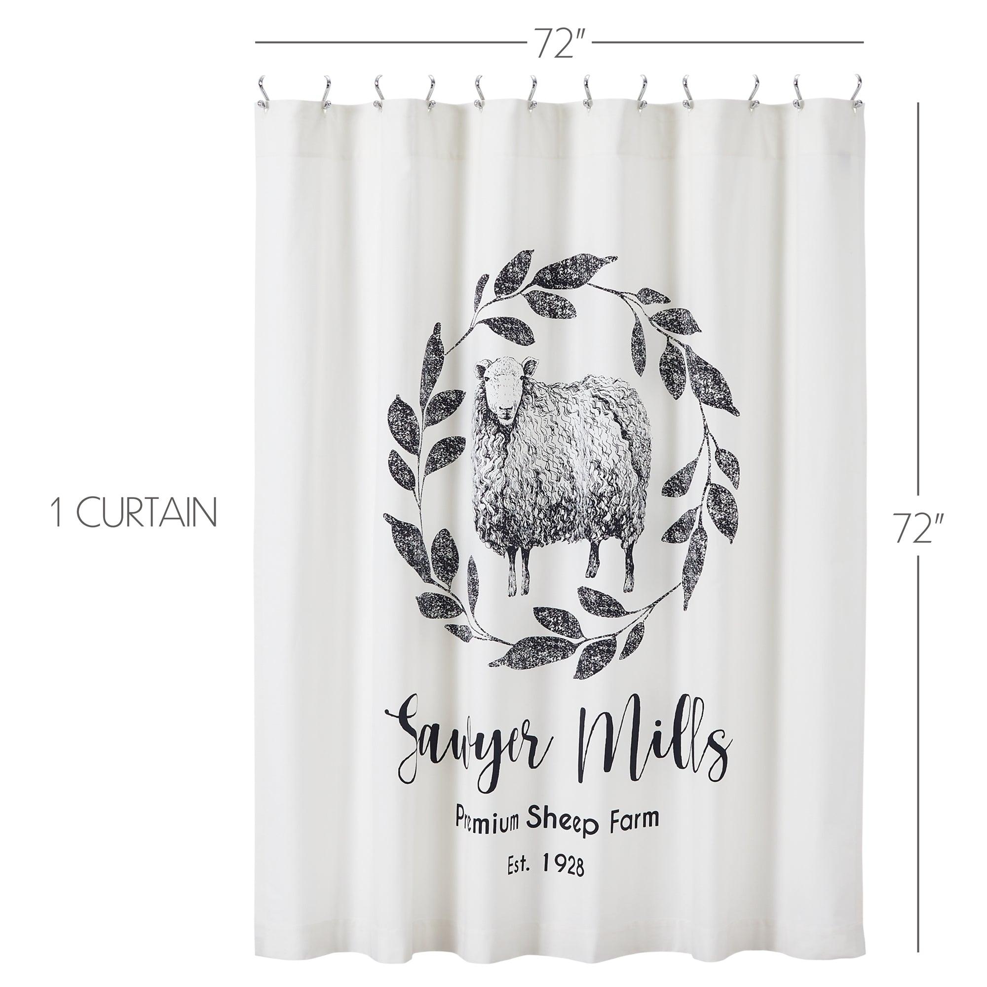 Sawyer Mill Black Sheep Shower Curtain 72x72 VHC Brands - The Fox Decor