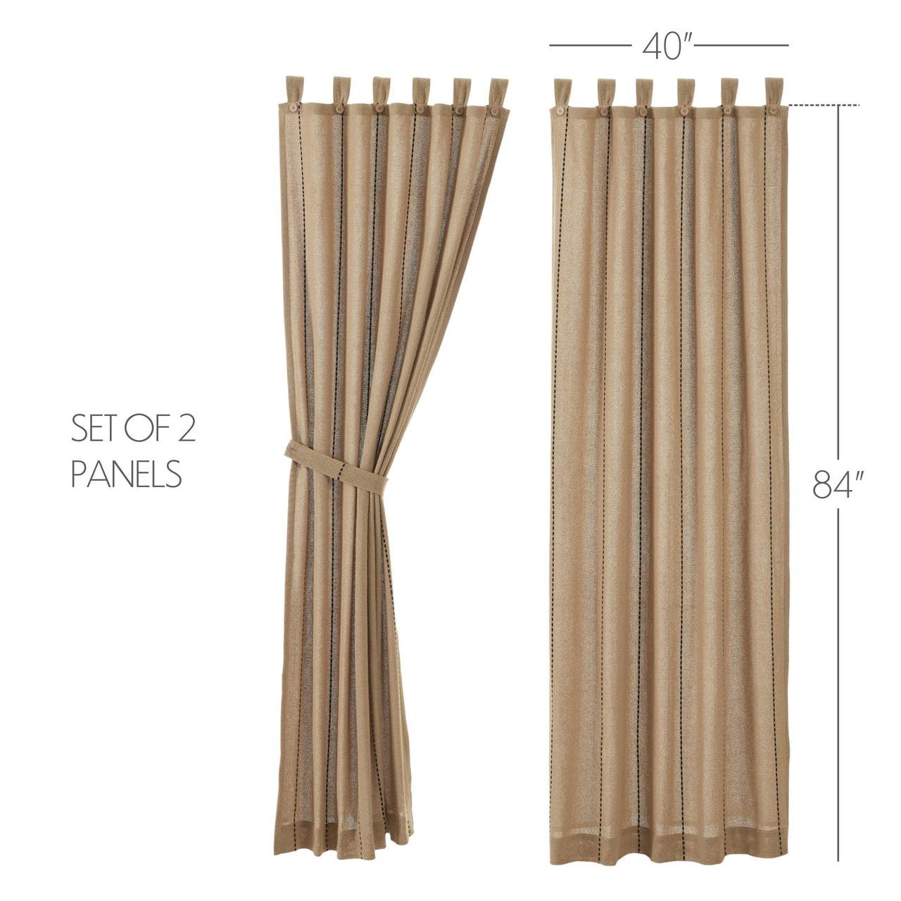 Stitched Burlap Natural Panel Curtain Set of 2 84x40 VHC Brands