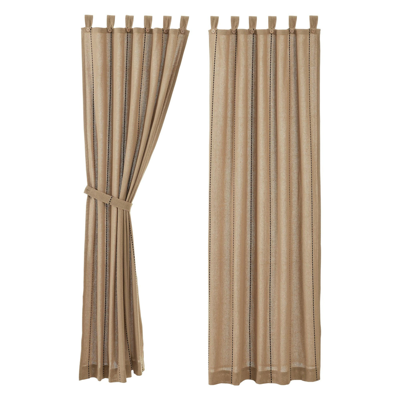 Stitched Burlap Natural Panel Curtain Set of 2 84x40 VHC Brands