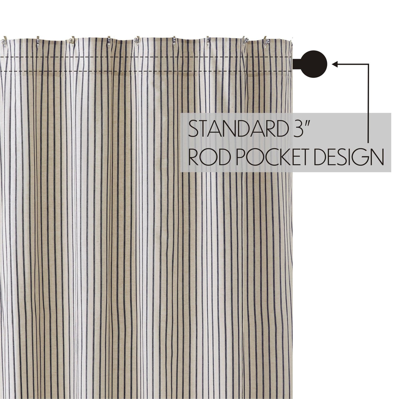 Kaila Ticking Stripe Shower Curtain 72x72 - The Fox Decor