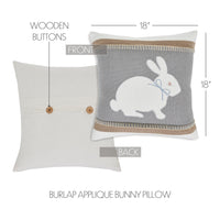 Burlap Applique Bunny Pillow 18x18 - The Fox Decor