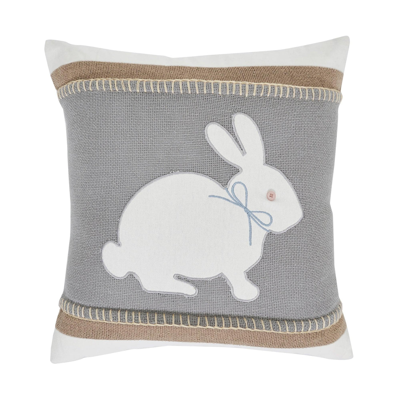Burlap Applique Bunny Pillow 18x18 - The Fox Decor