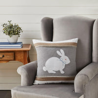 Burlap Applique Bunny Pillow 18x18 - The Fox Decor