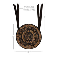 Thumbnail for Black & Tan Jute Braided Chair Pad 15 inch Diameter VHC Brands