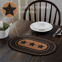 Farmhouse Jute Braided Placemat Stencil Stars 10x15 VHC Brands - The Fox Decor