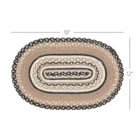 Sawyer Mill Charcoal Creme Jute Braided Oval Placemat 12