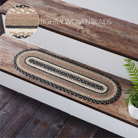 Thumbnail for Sawyer Mill Charcoal Creme Jute Braided Stair Tread Oval Latex 8.5