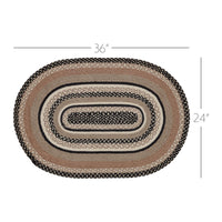 Thumbnail for Sawyer Mill Charcoal Creme Jute Braided Rug Oval w/ Pad 2'x3' VHC Brands