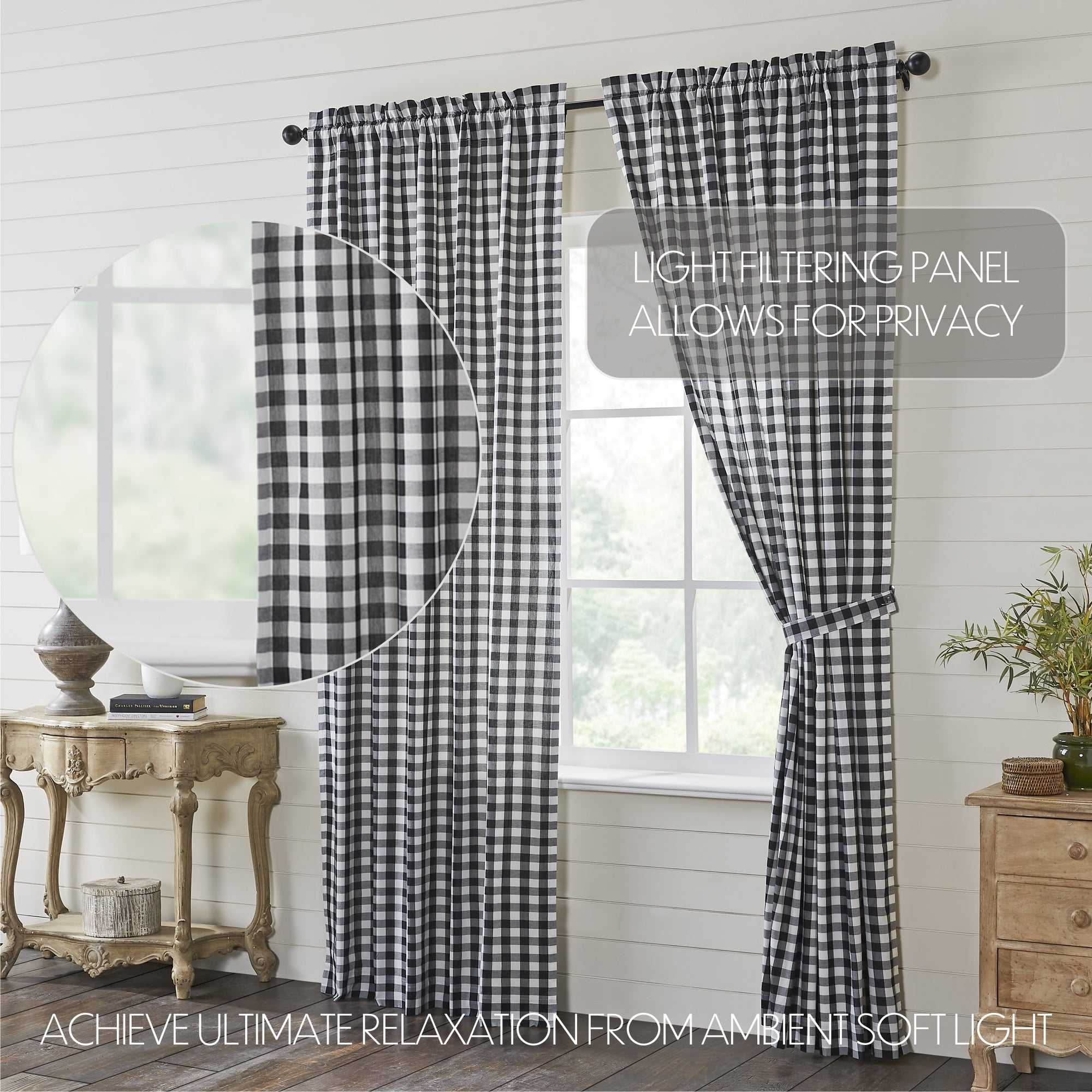 Annie Buffalo Black Check Panel Curtain 96
