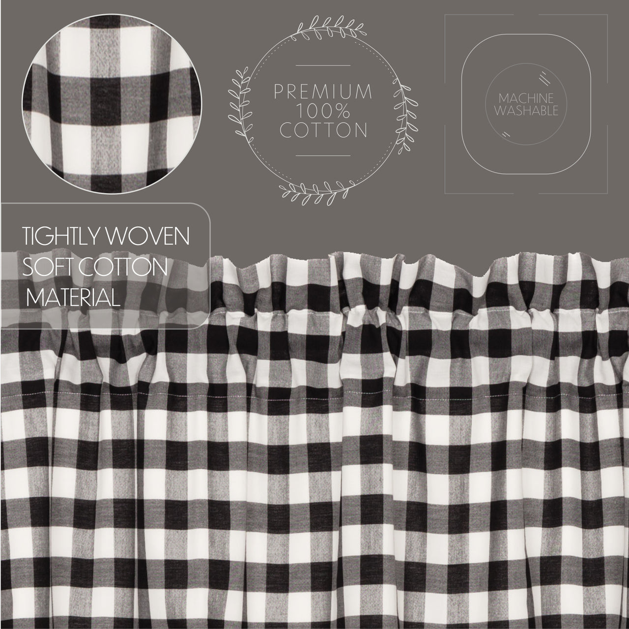 Annie Buffalo Black Check Panel Curtain 96"x50" VHC Brands