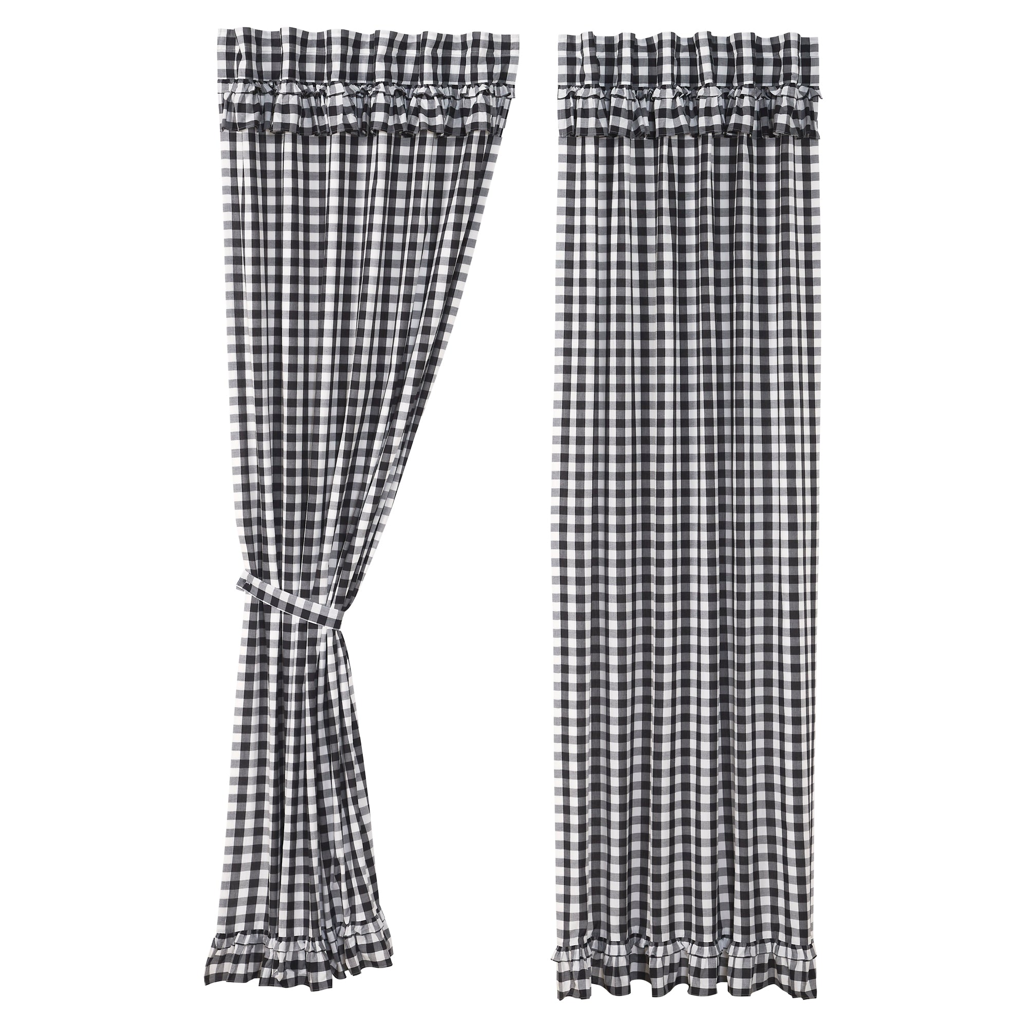 Annie Buffalo Black Check Ruffled Panel Curtain Set of 2 96