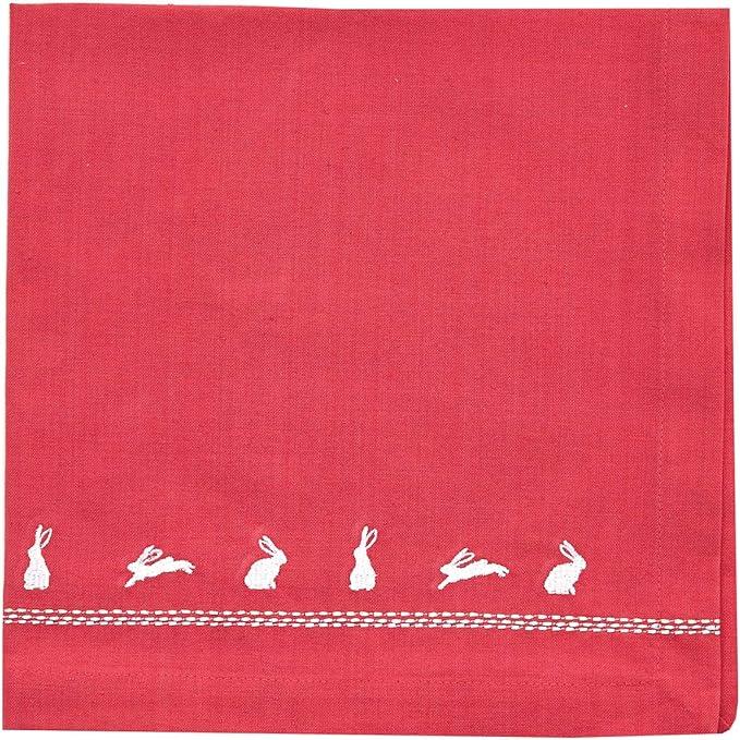 Bunny Embroidered Napkin Rose Set of 12 Park Designs - The Fox Decor