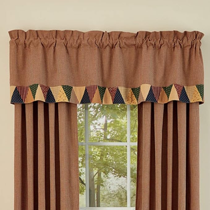 Montclair Lined Border Valance 14"L Check Set of 4 Park Designs - The Fox Decor