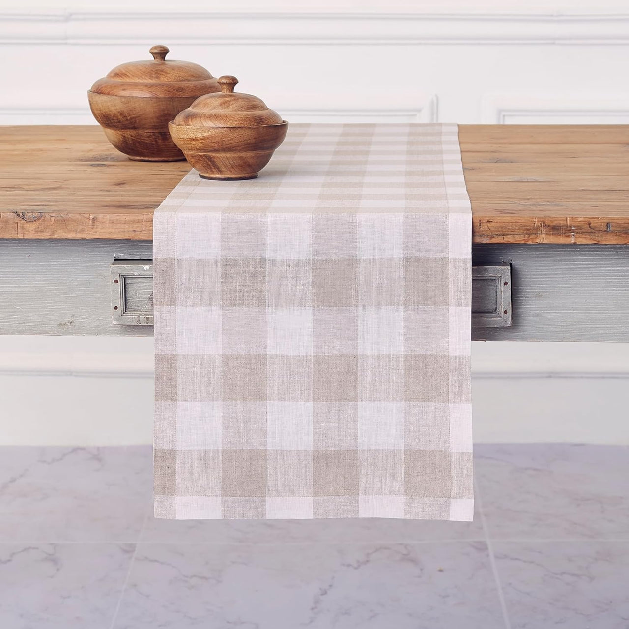 Wicklow Check Backed Table Runner 36"L- Natural Set of 2 Park Designs