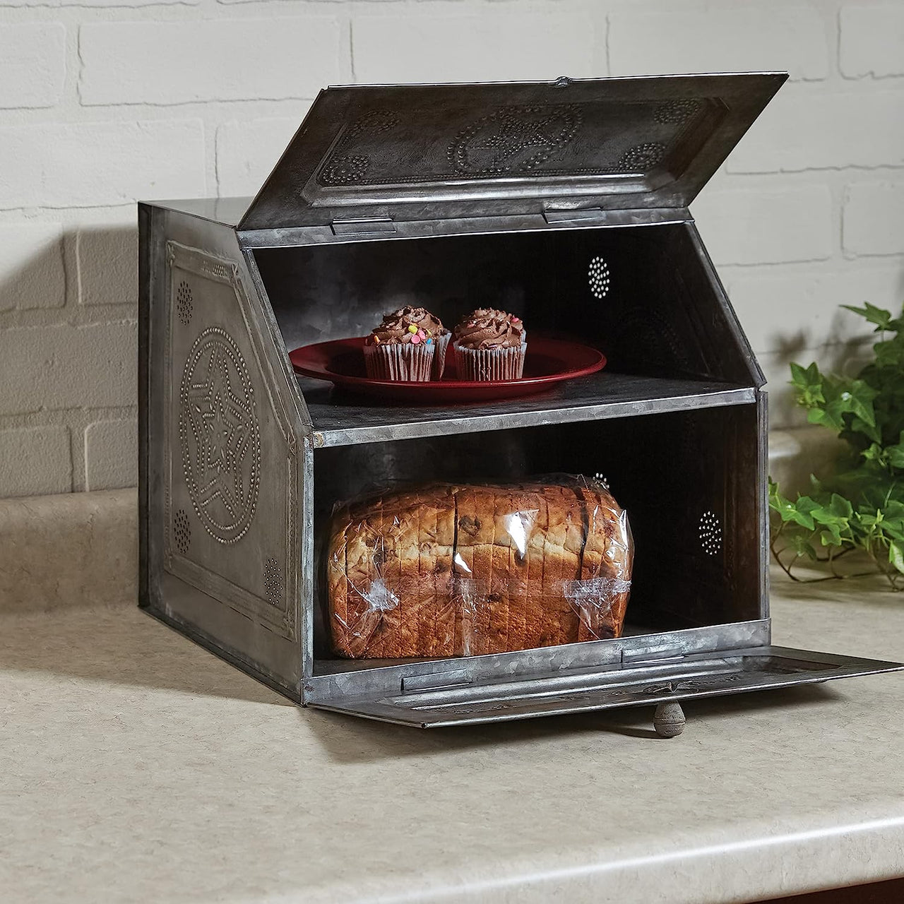 Star Metal Bread Box - Galvanized - Park Designs