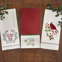 Williamsburg Holly Cardinal Embroidered Dishtowel - Set of 2 Park Designs