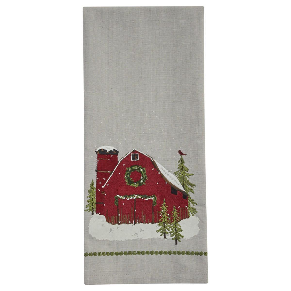 Barn Christmas Dishtowel - Set of 2 Park Designs - The Fox Decor