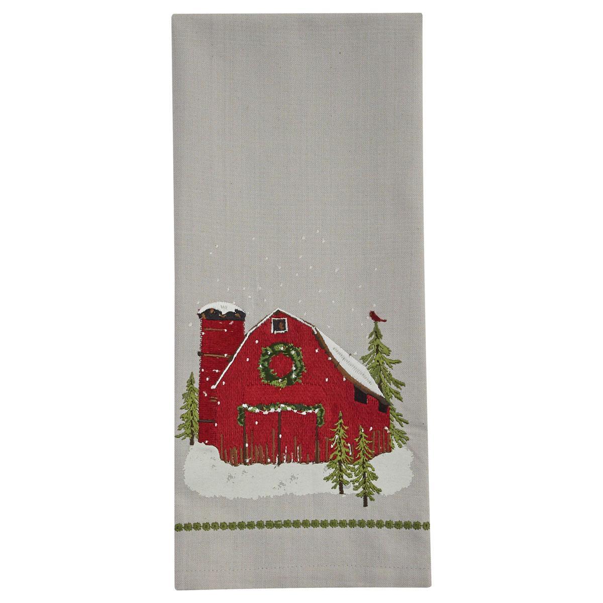 Barn Christmas Dishtowel - Set of 2 Park Designs - The Fox Decor