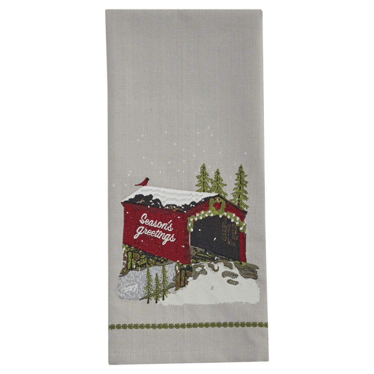 Seasons Greetings Bridge Dishtowel - The Fox Decor