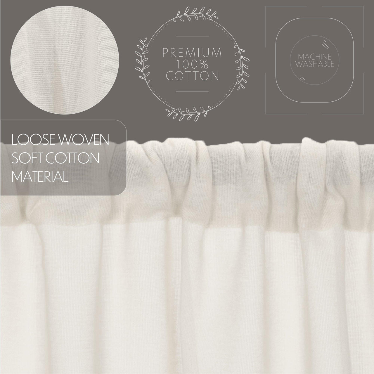 Tobacco Cloth Antique White Panel Curtain Fringed Set of 2 84x40 VHC Brands - The Fox Decor