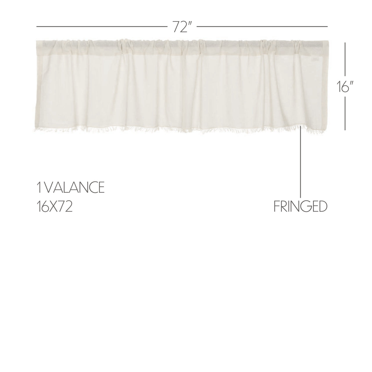 Tobacco Cloth Antique White Valance Curtain Fringed 16x72 VHC Brands