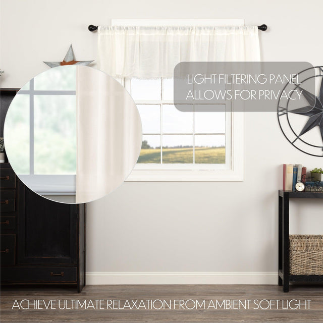 Tobacco Cloth Antique White Valance Curtain Fringed 16x72 VHC Brands - The Fox Decor