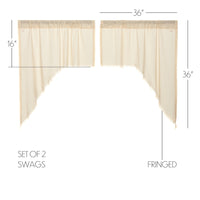 Thumbnail for Tobacco Cloth Natural Swag Fringed Set of 2 36x36x16 - The Fox Decor