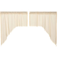 Thumbnail for Tobacco Cloth Natural Swag Fringed Set of 2 36x36x16 - The Fox Decor