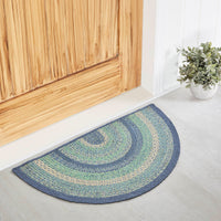 Thumbnail for Jolie Jute Half Circle Braided Rug w/ Pad 19.5