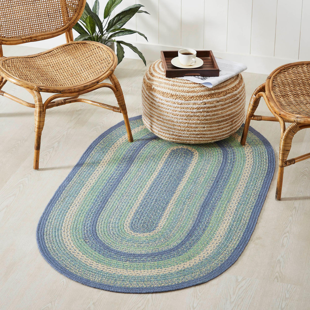 Jolie Braided Jute Oval Braided Rugs with Rug Pad - VHC Brands