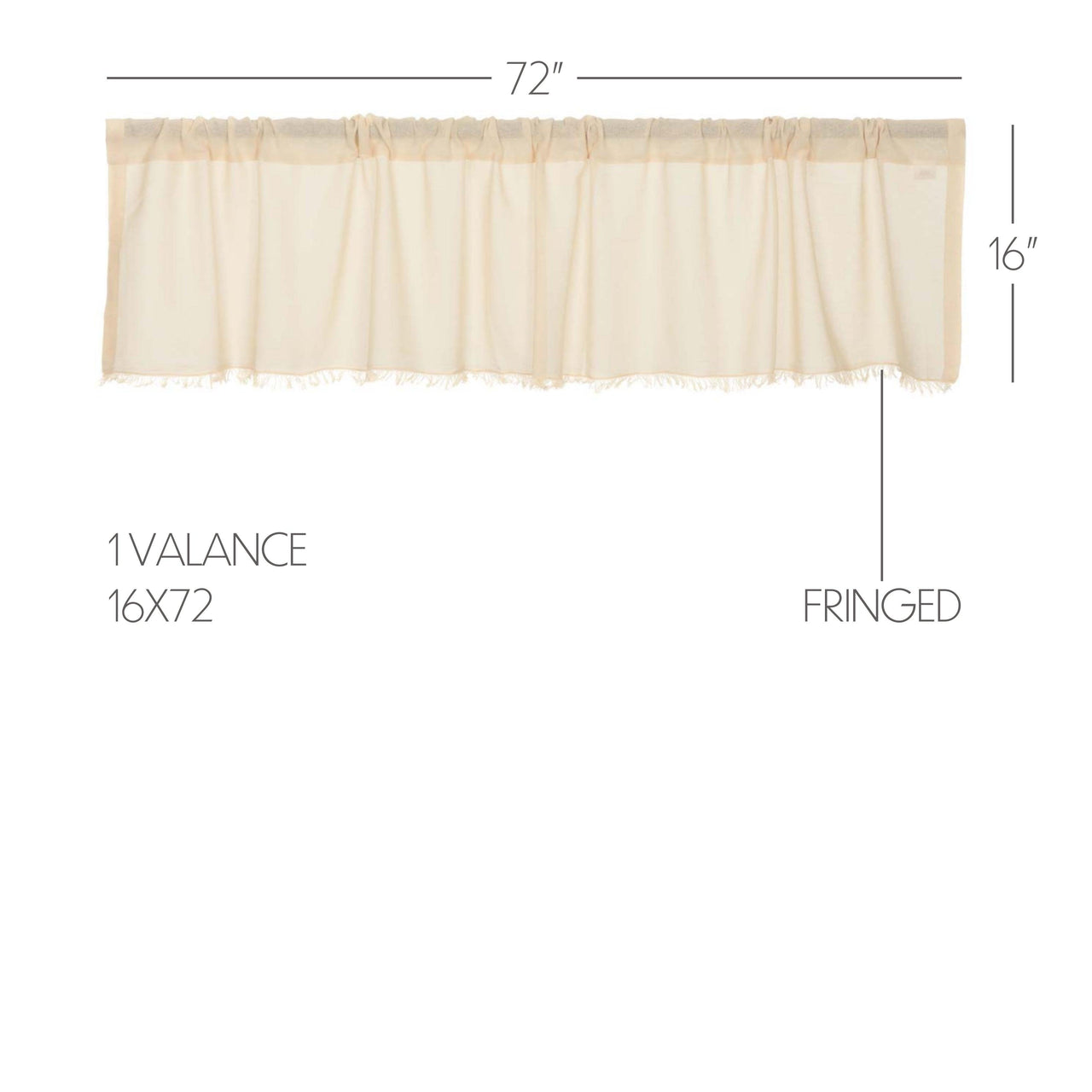 Tobacco Cloth Natural Valance Curtain Fringed 16x72