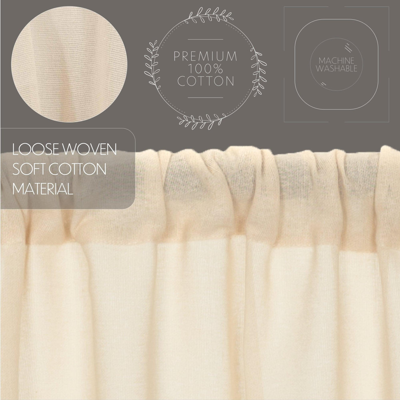 Tobacco Cloth Natural Valance Curtain Fringed 16x72 - The Fox Decor
