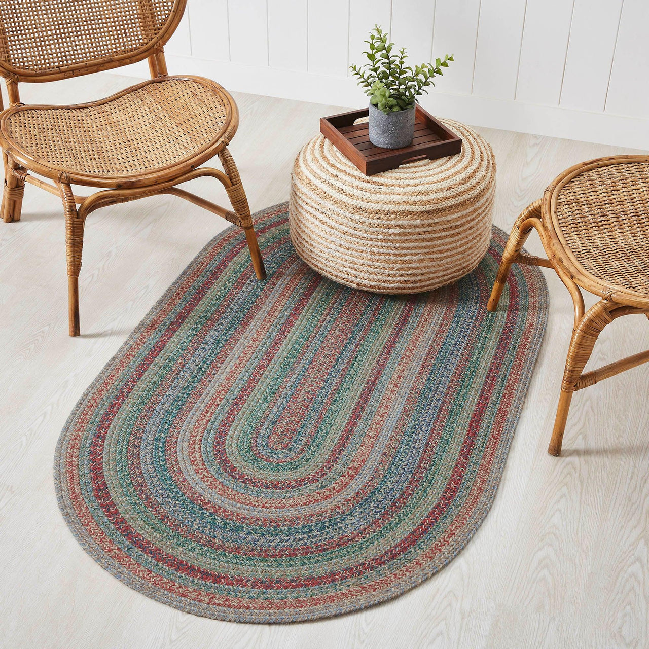 Multi Braided Jute Oval Braided Rugs with Rug Pad - VHC Brands