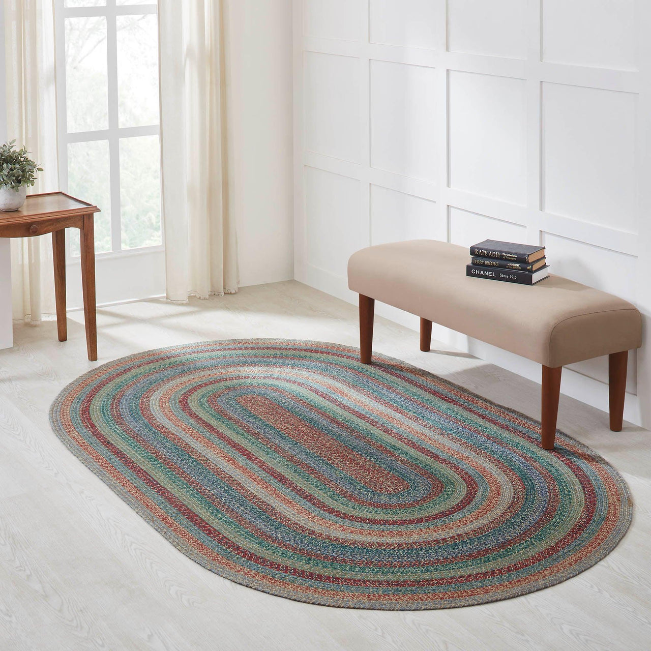 Multi Braided Jute Oval Braided Rugs with Rug Pad - VHC Brands