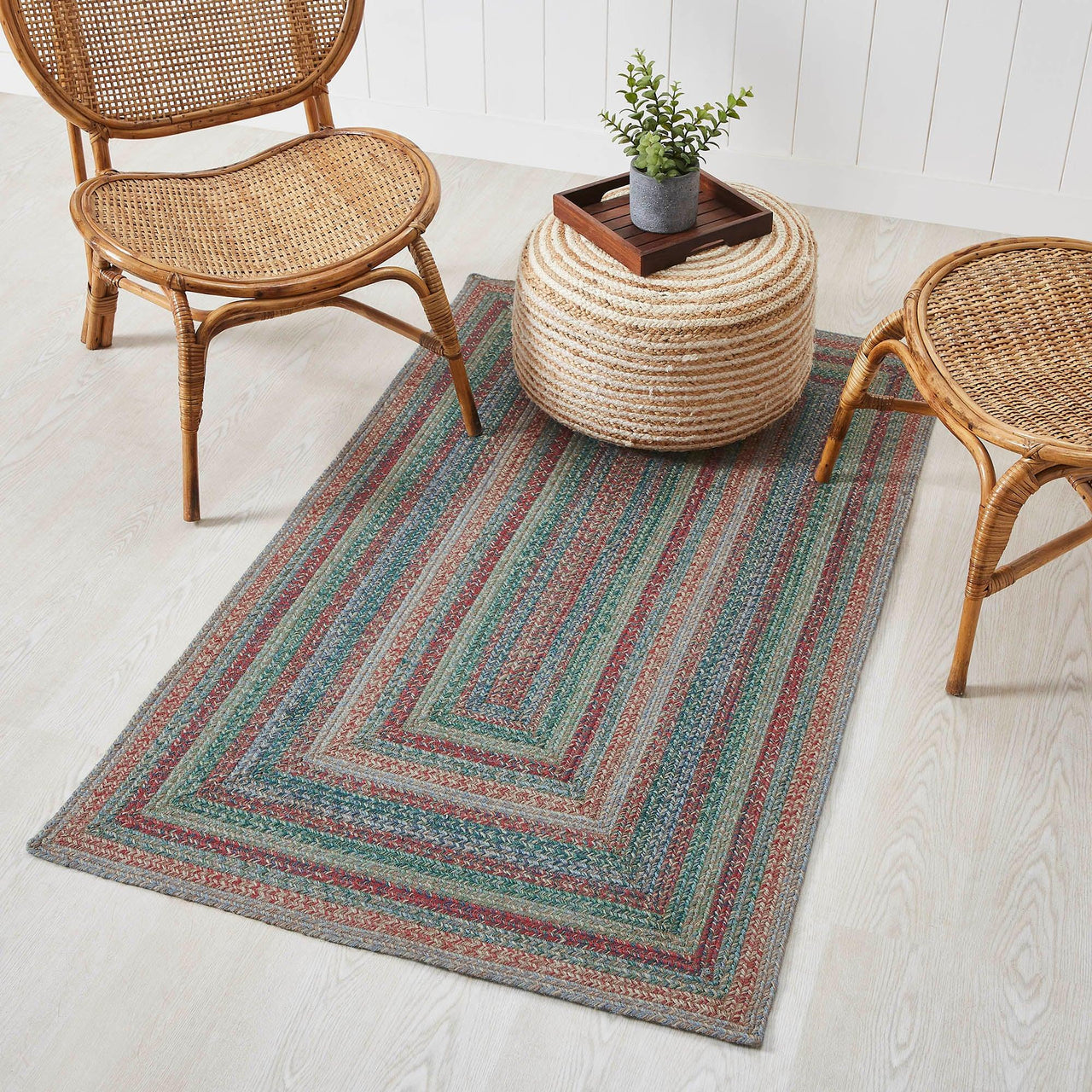 Multi Braided Jute Rectangle Rugs with Rug Pad - VHC Brands